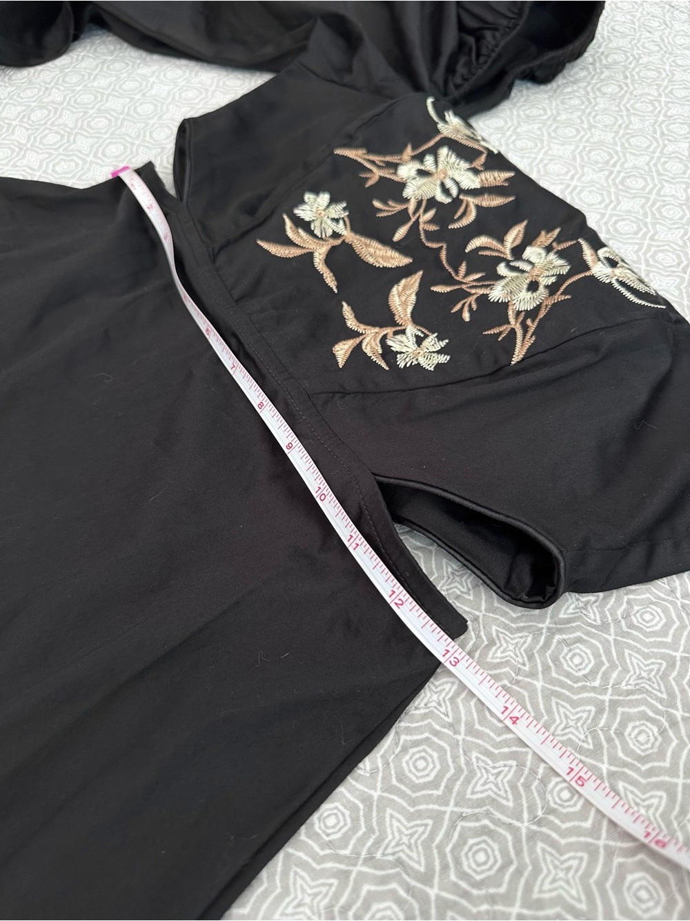Especia Black Embroidered Cut Out Maxi Dress Puff Long Sleeves Anthropologie XS - Picture 13 of 16